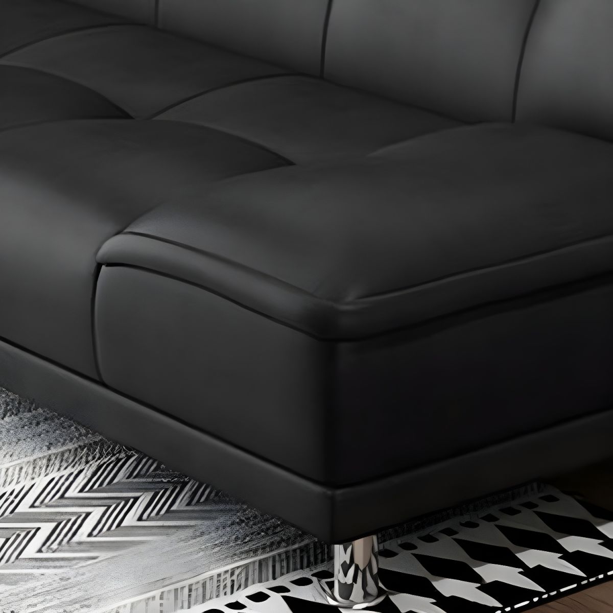 75"Modern Minimalist Armless Foldable Sleeper Leather Settee