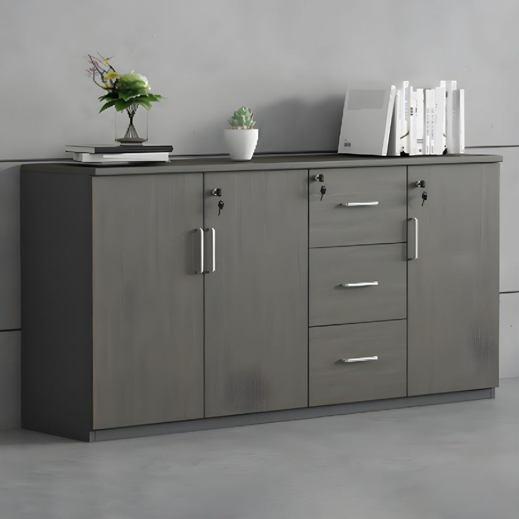 Contemporary File Cabinets Solid Wood Frame Key Lock Vertical File Cabinet