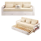 Full Size/Twin Size/King Size Futon Day Bed with Detachable Mattress, Pillow, Pillow Back, Receptacle and Square Arm for Seats 2/Seats 1/3 People