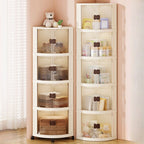 Simple Corner Accent Cabinet with Closet and Synthetic Off White Top