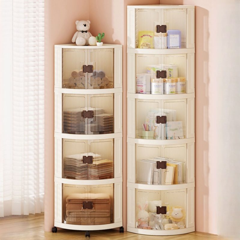Simple Corner Accent Cabinet with Closet and Synthetic Off White Top