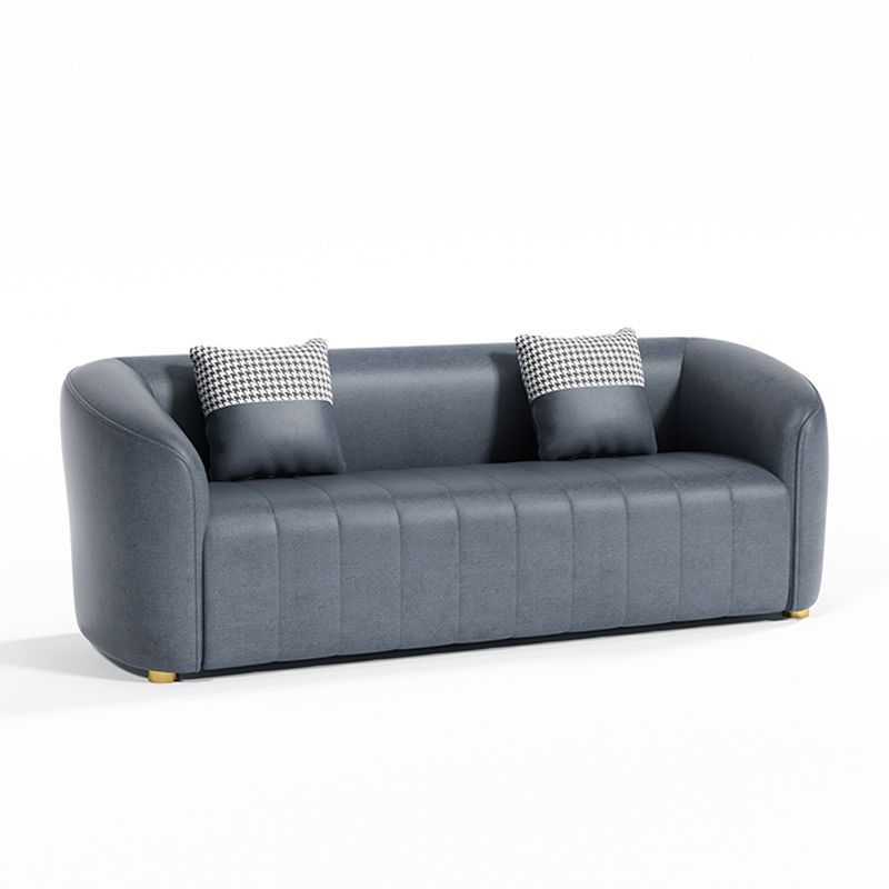 Contemporary Modern Solid Color Water Resistant Standard Sofa in Blush/Navy Blue/Amber Color for 3 with 2 Pillows