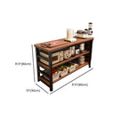 Modish Rectangle Kitchen Island with 3/2 Shelves, Manufactured Wood Countertop, Open Storage in Brown/Natural