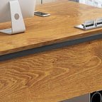 Cocoa/Black/Chalk Rectangular Metal Base Scratch Resistant Desk with Toboggan Base, Cable Management, CPU Storage, and Front Splash