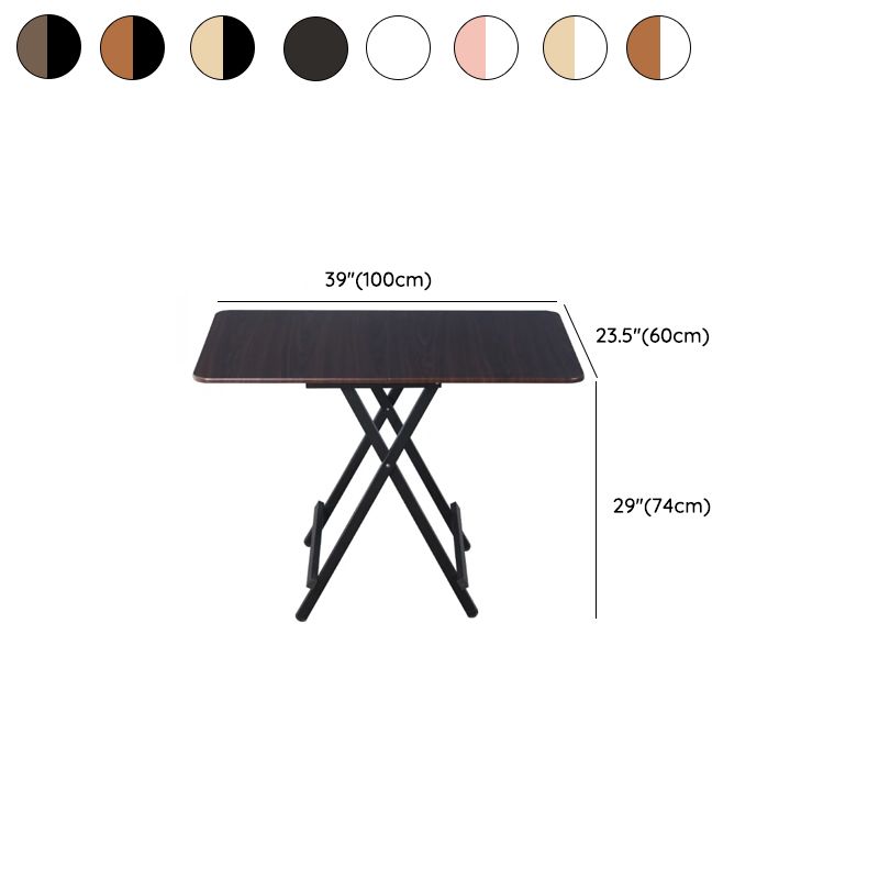 Panel Wood Dining Table with Crossed Legs, No Extra Durability, Foldable Square Top for 2-seater