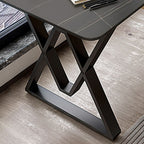 Easy Assembly Heat Resistant Writing Desk with 2 Drawers and Sleigh Base in Glossy Black Slate