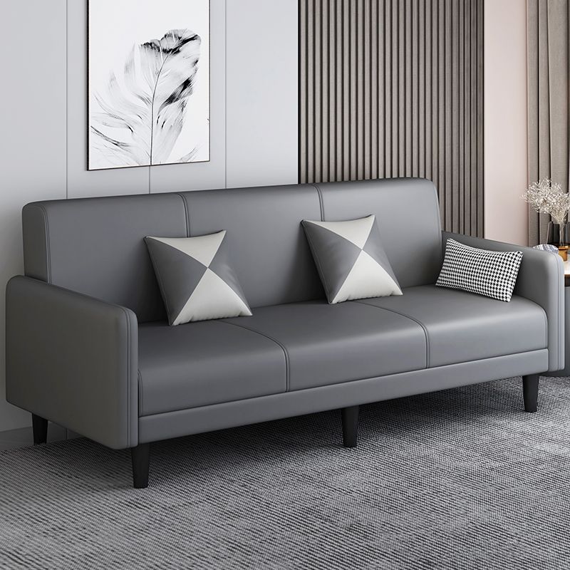 Convertible Sofa in Gray/Cerulean/Off-White with Armrest and 3 Pillows