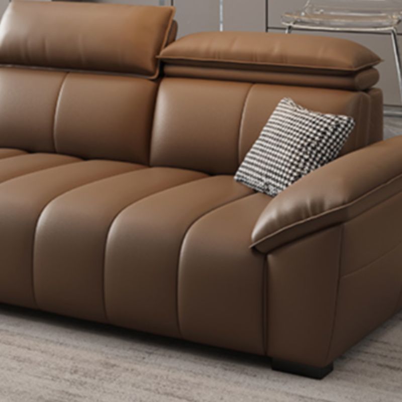 Tear Resistant Standard Sofa in Full Grain Leather with Mocha Upholstery