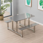 Simplistic Bench with Eased Edge, Assembly Required, Alloy/Composite Wood Cover, Rectangle Shape