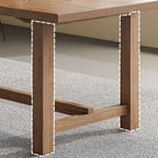 Contemporary Solid Wood Kitchen & Dining Table with Light Brown Trestle Base, Fixed Table, Waterproof for 6-person Seat, Solid Wood Tabletop