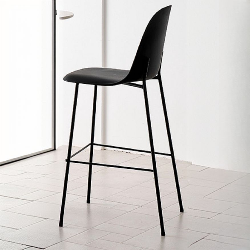 Casual Polymer Bar Stools in White/Lemon Color/Blue with Back, Rectangle Seat, and Leg Rest