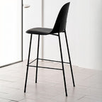 Casual Polymer Bar Stools in White/Lemon Color/Blue with Back, Rectangle Seat, and Leg Rest