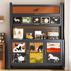 Minimalist Narrow Sideboard with Swivel Wheels, Steel Countertop, Adjustable Shelving, and 4 Doors/3 Doors