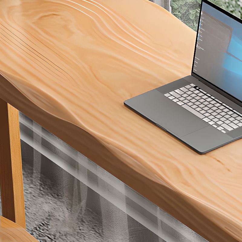 Modern Rectangular Pine Wood Pub Table with Sled Base in Wood Grain