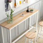 Rectangle Bar Table Set 1/4 Pieces Natural Colour Wood Counter Table