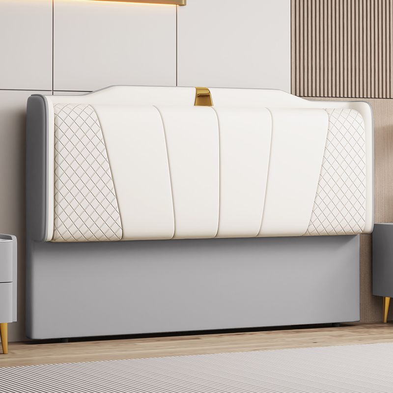 Trendy Panel Headboard in Natural Wood with No Distressing, Scooped Shape for Queen/Full Bed, Sponge Upholstery Fill, Standard Height