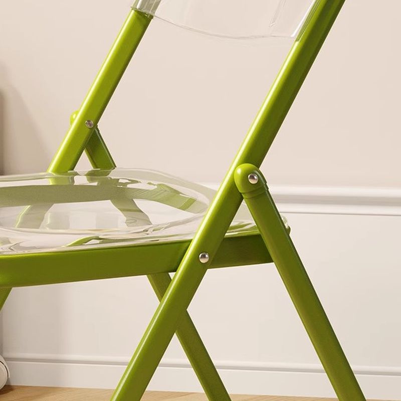 Solid Color Foldable Metal Side Chair with Exposed Back for Tile Flooring - 1 Chair
