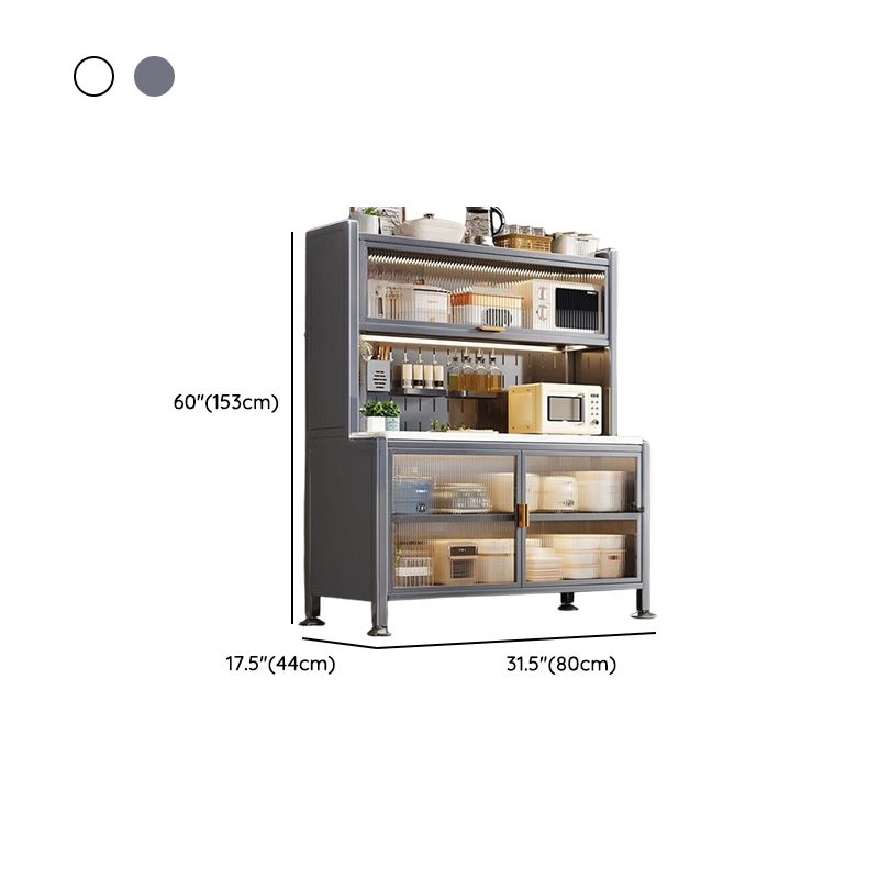Modern Simple Style Sideboard with Hutch, Narrow Stone Countertop, Adaptable Shelf, and 3/4/5 Doors