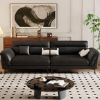 Midnight Black Standard Sofa with Armrest and 3 Pillows for Drawing Room