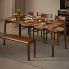 Modish Brown Solid Wood Dining Table with Legs, Fixed Mechanism, Waterproof for 6-person Seat/Seats 4