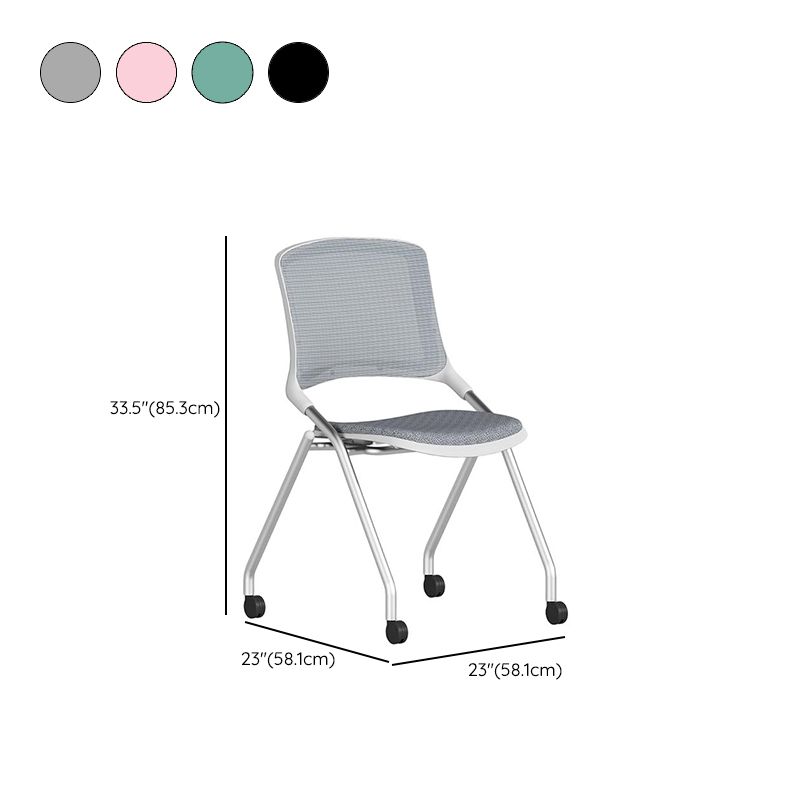 Casual Training Chair with Support Rail Arms, Pop Up Foldable Metal Frame for Tile Flooring with Glide