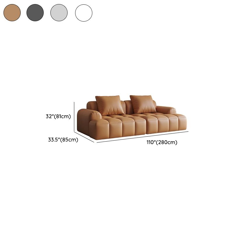 Modish Solid Color Stain Resistant Standard Sofa/Loveseat in Dark Gray/White/Light Brown, 3-seater/5 Person/4-seater with 2 Pillows