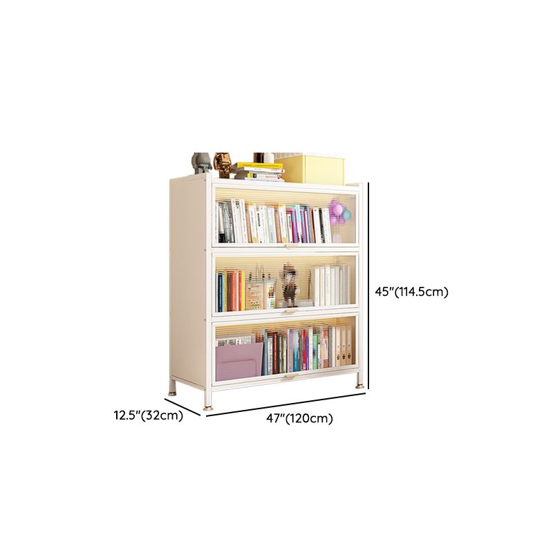 Metal Organizer Shelf with 4/5/3 Shelves, Vertical/Lateral Filing Orientation, Lucite Door, Closed Back