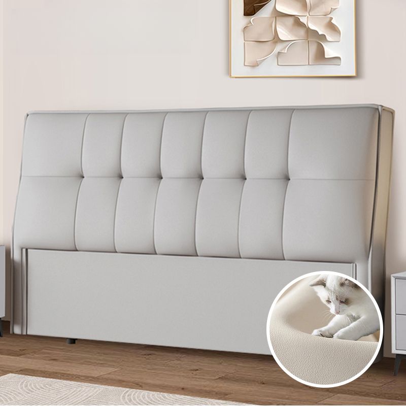 Simplistic Panel Headboard with No Distressing, Piled Tufted Rectangular Design for King/Twin XL/Queen Bed, Sponge Upholstery Fill, Standard Height