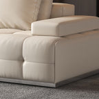 Modish Solid Color Water Resistant Standard Sofa in Chalk with 4-seater/5 Person/Seats 3 and 2 Pillows/3 Pillows/4 Pillows