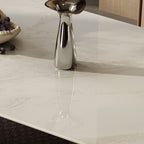 Simplistic Rectangular Dining Table with White Top and Fixed Table Mechanism