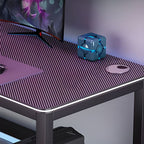 Alloy H-Shape Base Black Rectangle Scratch Resistant Office Computer Desk with Rounded Corners and Cable Management, Cable Management Included