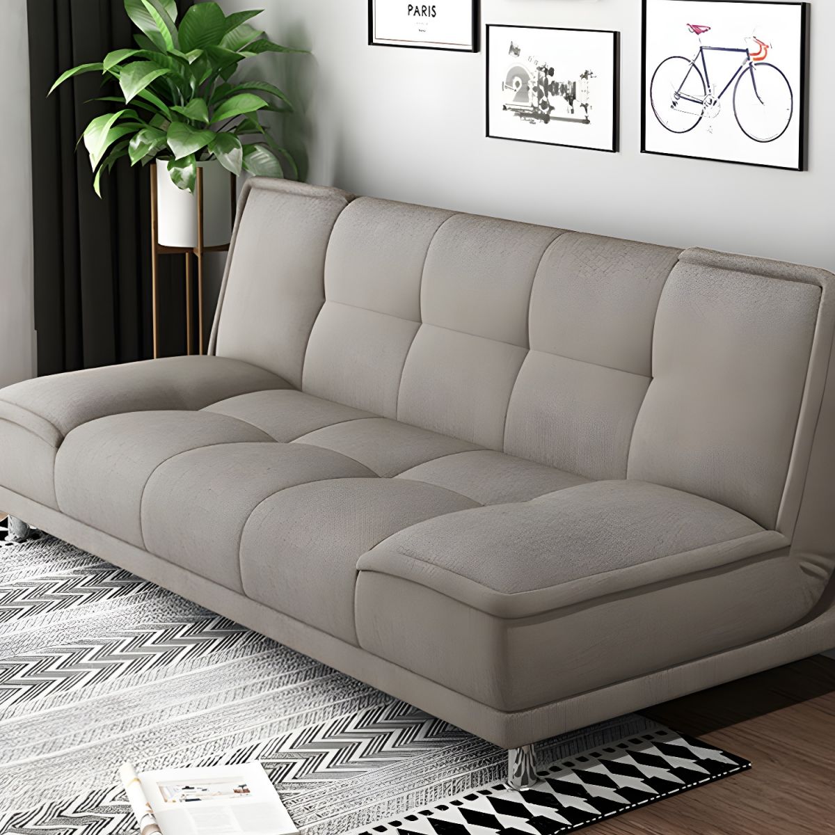 75"Modern Minimalist Armless Foldable Sleeper Leather Settee