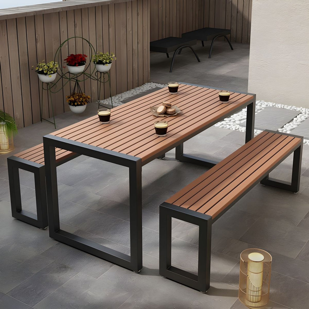 Industrial 1/3/5 Pieces Dining Set Rectangle Wood Dining Table for Courtyard