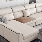 Modish Solid Color Scratch-durable Standard Sofa in Light Yellow with 4/5/3 Pillows, Seats 3/5/4