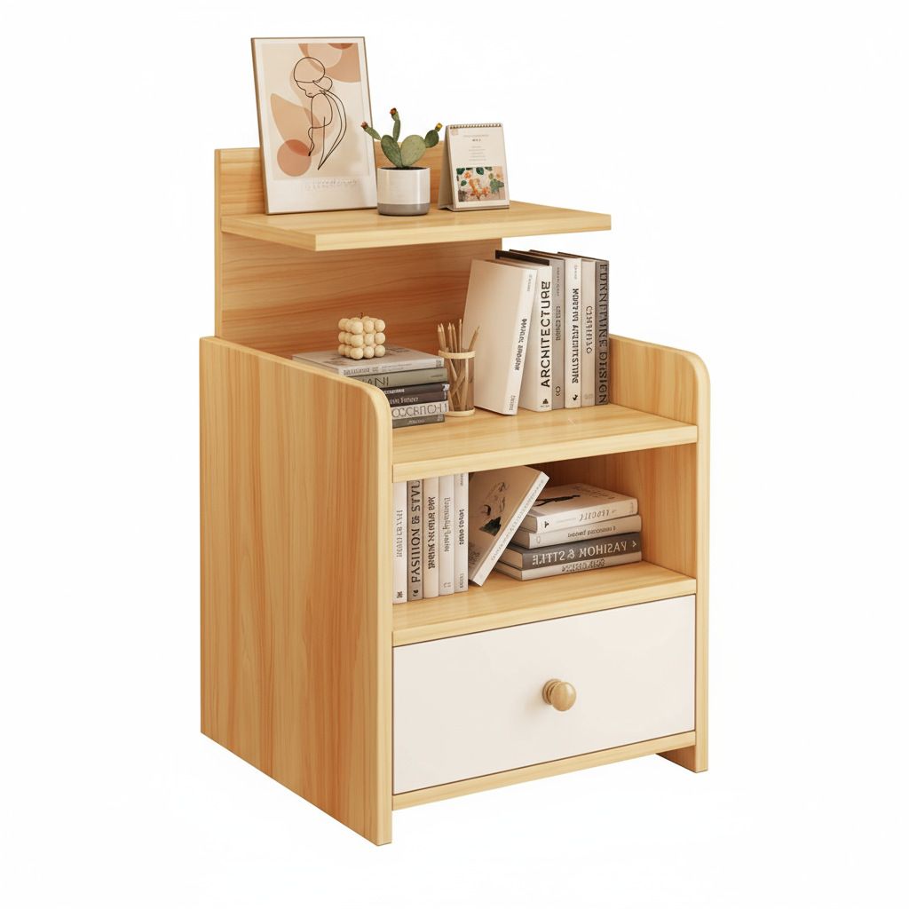 Simplistic Drawer Storage Nightstand with 1 Drawer, 2/3 Shelves, and Particle Board Wood Top