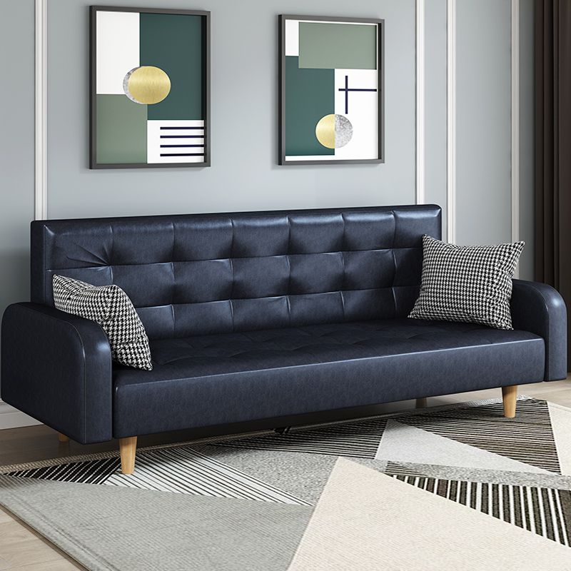 Standard Sofa in Midnight Black/Cerulean/Olive Green with Pu Leather and Armrest