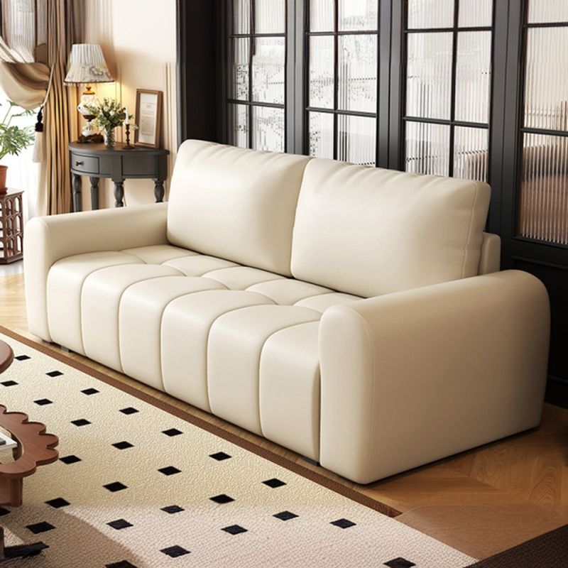 Drawing Room Standard Sofa in Pu Leather/Flannel with Dark Gray/Light Brown/Off-White Upholstery and Armrest