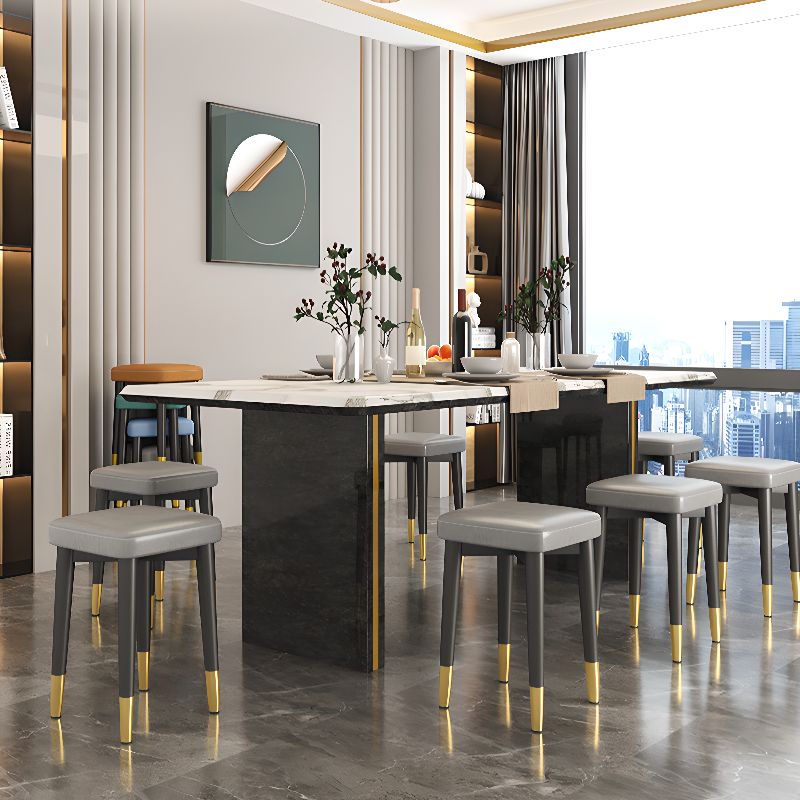 Alloy Work Stool with Upholstered Seat