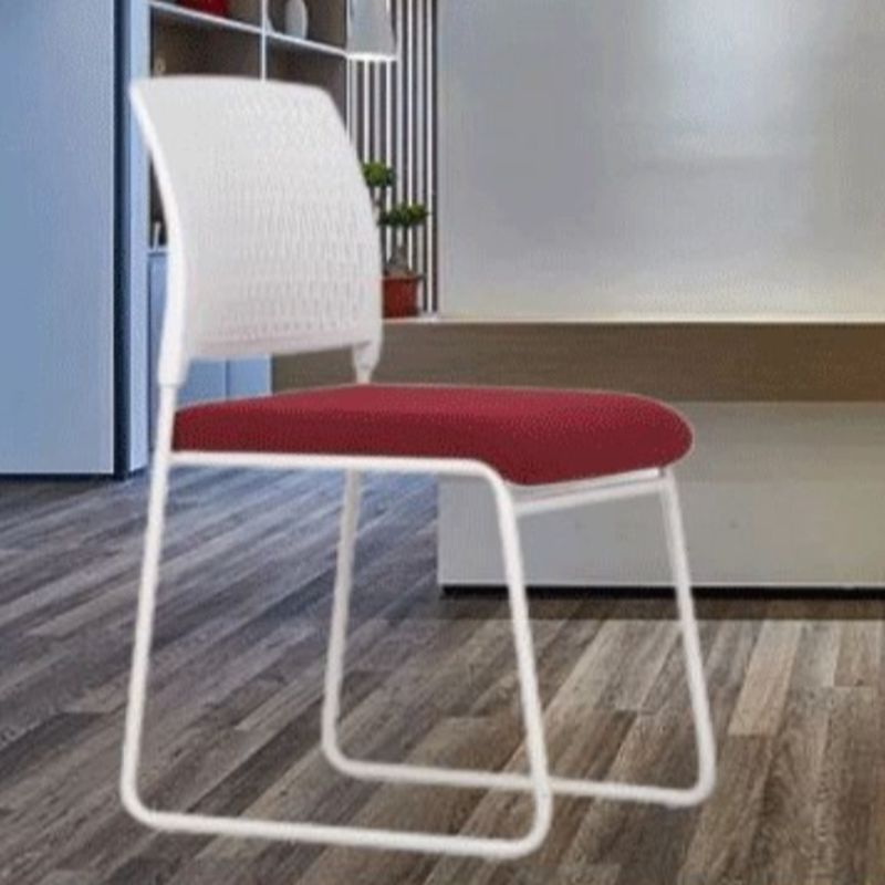 Casual Solid Color Side Chair in Poppy, Non-foldable Metal Frame, 1 Piece for Hardwood