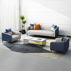 Modish Midnight Black Frame Pu Leather Sofa Seating Group with Arms and Legs