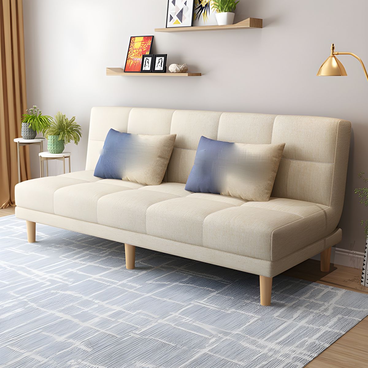 Contemporary Armless Standard Sofa Bed Dual Purpose Sofa for Living Room