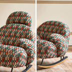 Rocking Chair Couch with Round Arm, Ottoman, Rear Back, Stationary