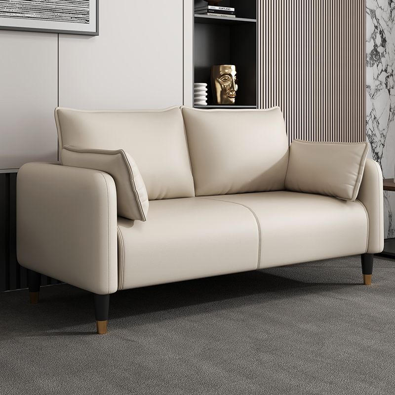 Drawing Room Sofa in Pu Leather with Cerulean/Mocha/Off-White Armrest