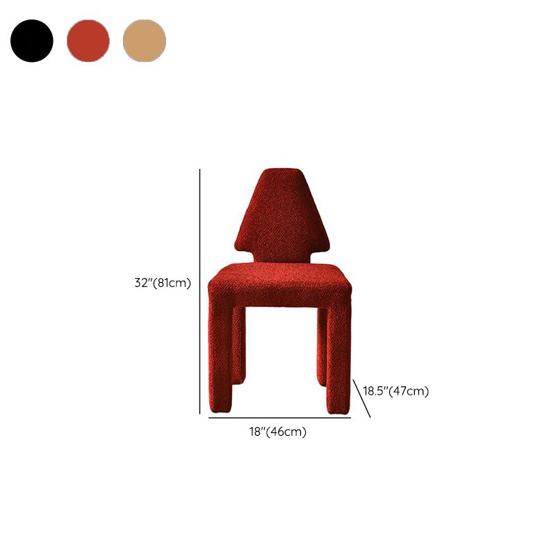 Modish Drawing Room Side Chair with Solid Back Panel, Upholstered in Ink/Sepia/Vermilion, Natural Wood Legs