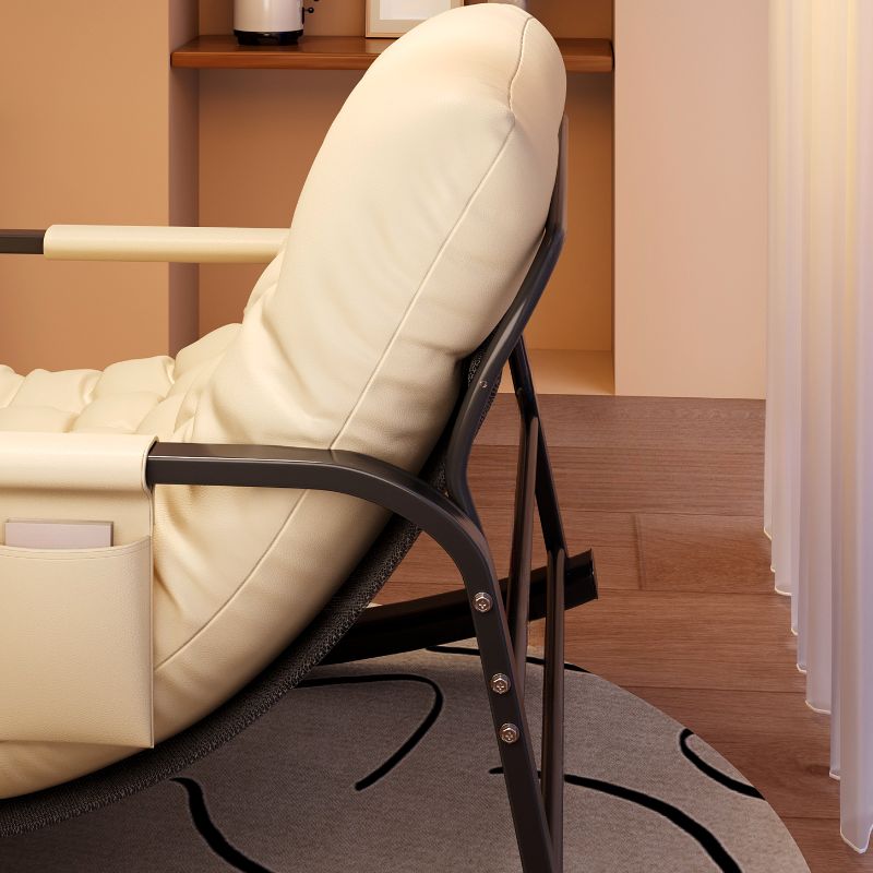 Modish Upholstered Rocking Accent Chair for 2 People with Recessed Arm