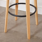 Casual Rawhide Bar Stools in Light Gray/Cream/Amber Color with Back, Turned Swivel, Round Top, and Leg Rest