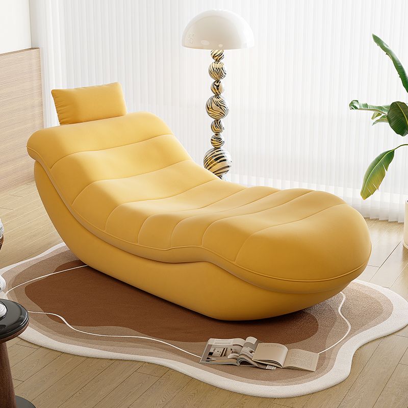 Contemporary Solid Color Reclining Chaise Lounge Indoor with Natural Wood and Ergonomic Padded Design
