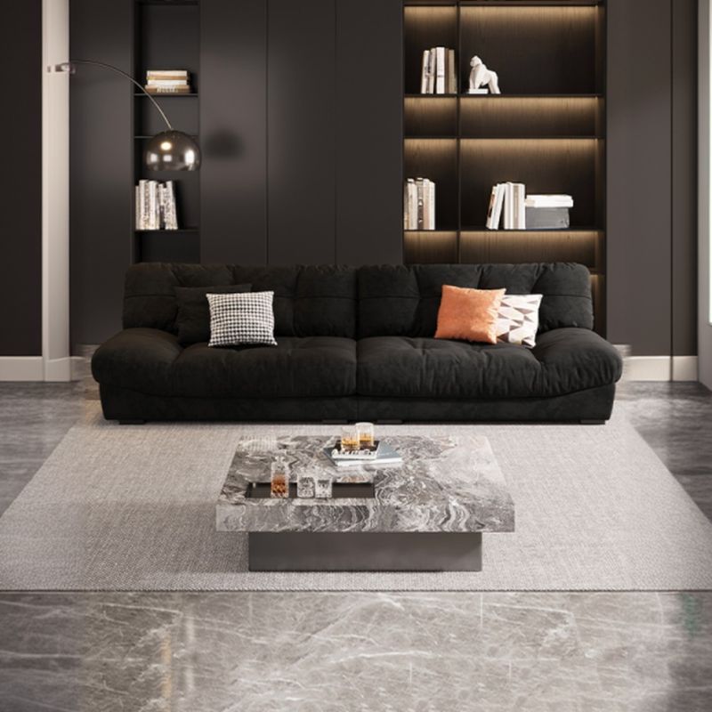 Modish Solid Color Water Resistant/Scratch-durable Standard Sofa/Loveseat in Black for 4-seater/5 Person/for 6 with 4 Pillows