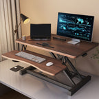 Trendy Manufactured Wood 2-Tier Notebook Holder with Pop Up Lifting Shelves