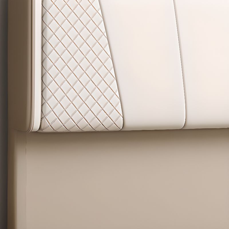 Trendy Panel Headboard in Natural Wood with No Distressing, Scooped Shape for Queen/Full Bed, Sponge Upholstery Fill, Standard Height
